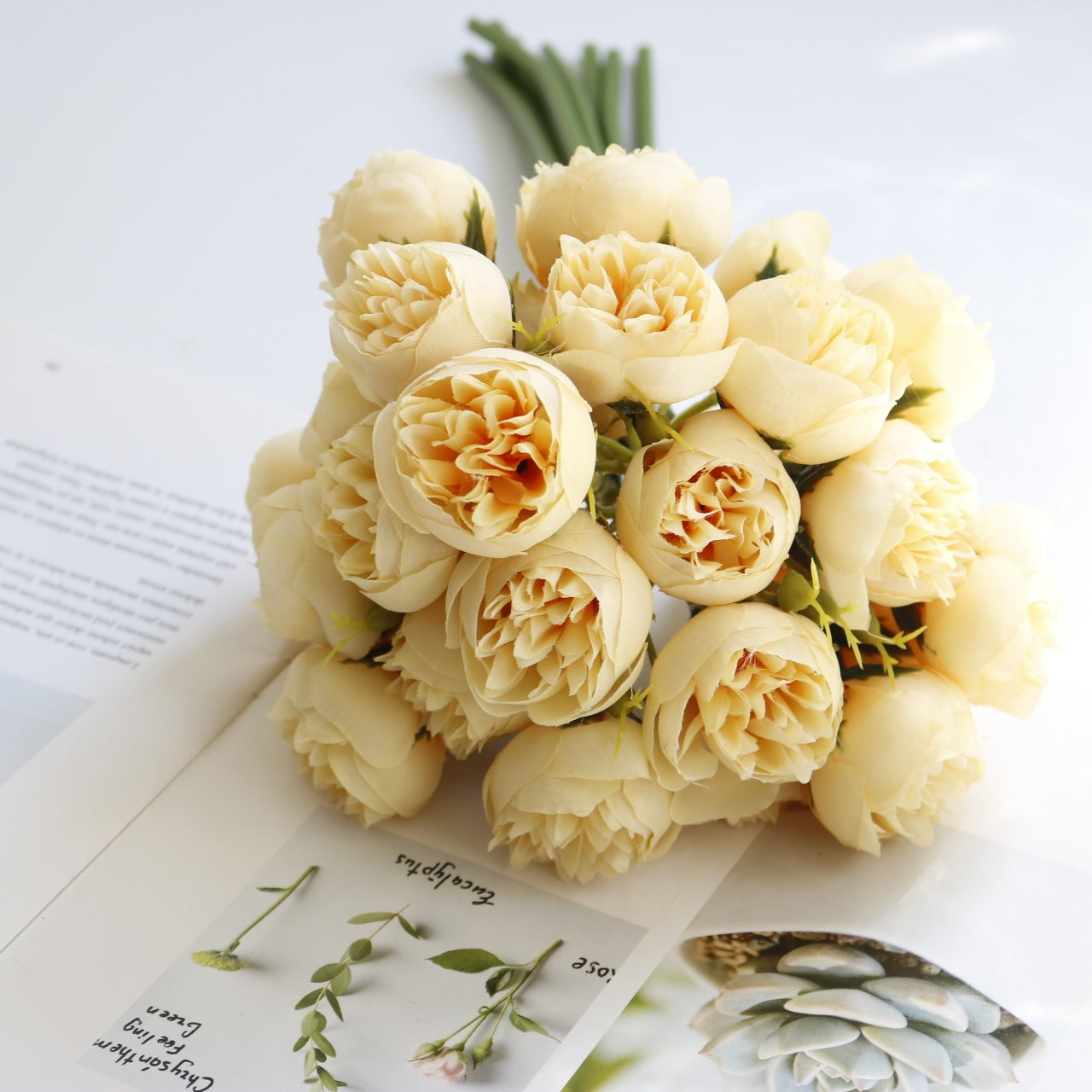 27 Head Tea Rose Bouquet Simulation Fake Flower Wedding Bouquet Home Decoration