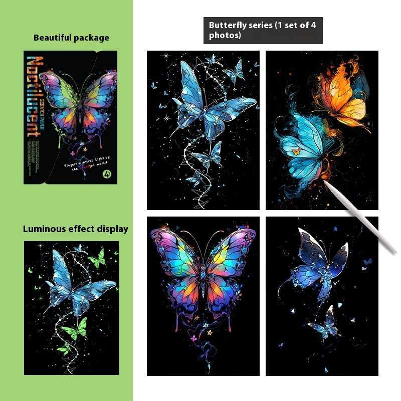 A4 Luminous Scraping Painting Colorful Scratch Paper Picture Book