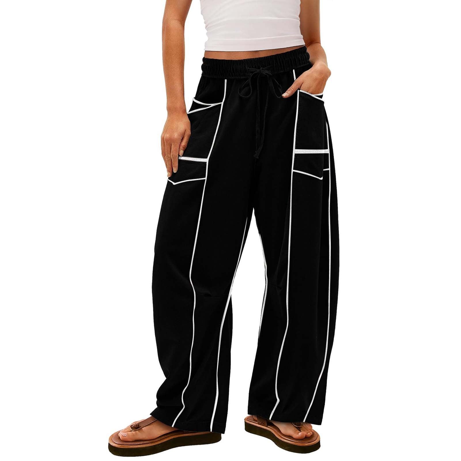 Women's Loose Wide Leg Pants Casual Summer Wide Leg Pants Drawstring Waist Casual Pants Sweatpants