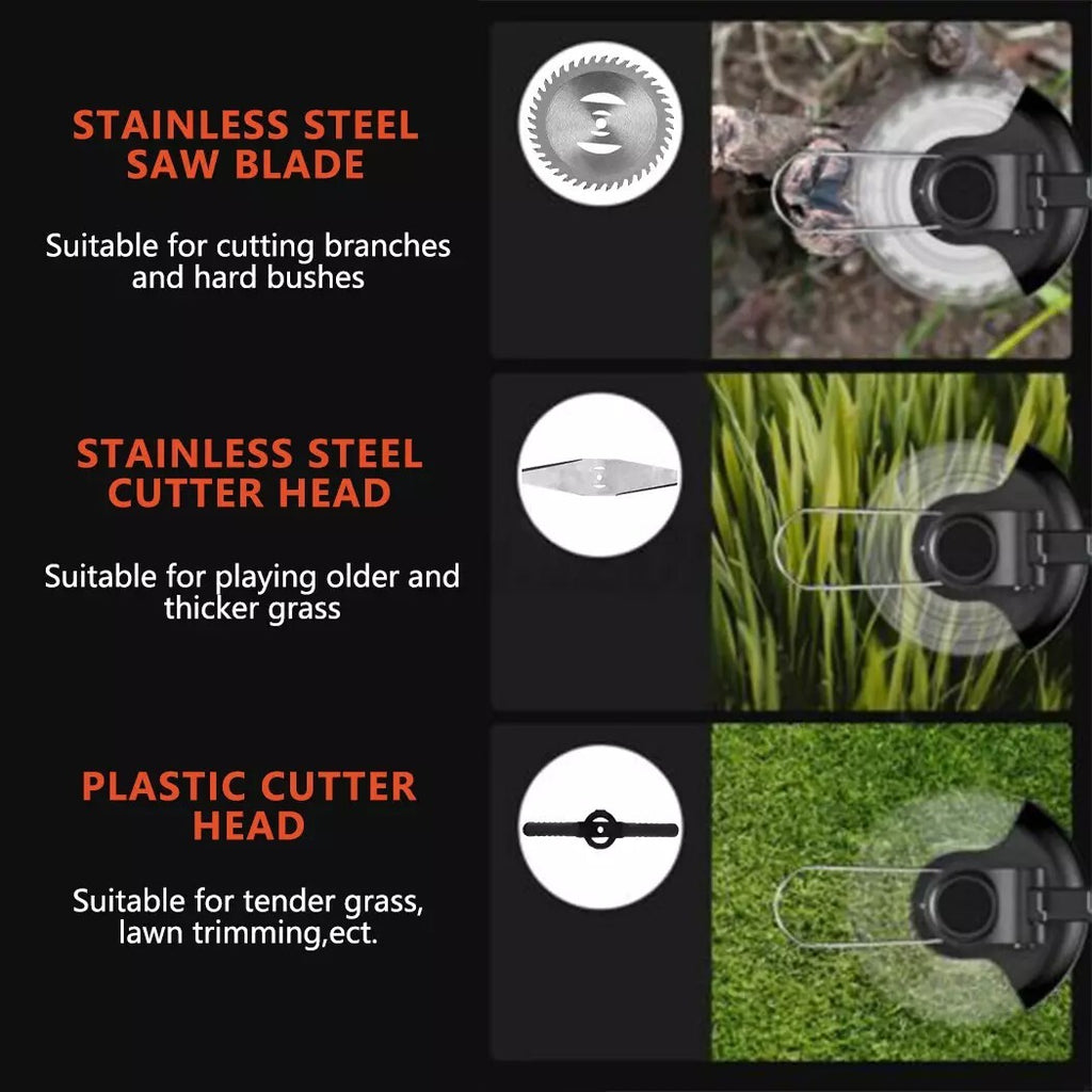 800W Cordless Grass Trimmer With 2 Batteries  Charger Electric Brush Cutter