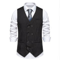 New Mens Stylish Vertical-striped Double-breasted Waistcoat