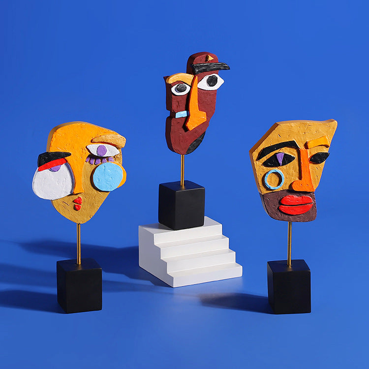 Creative Resin Ornaments Face Color European Abstract
