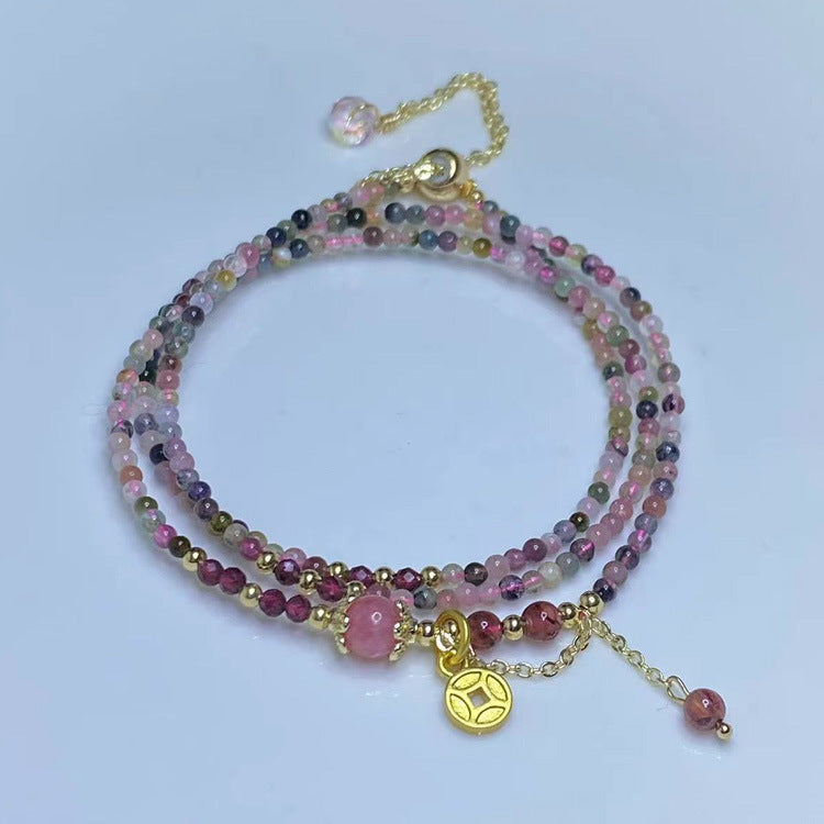 Gem Rainbow Stone Three-ring Bracelet Bracelet