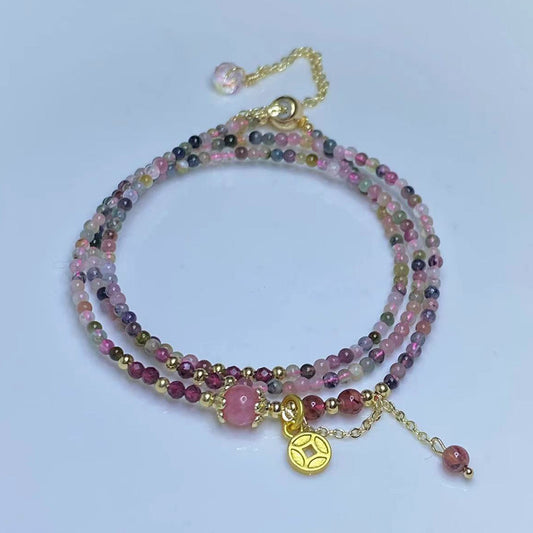 Gem Rainbow Stone Three-ring Bracelet Bracelet