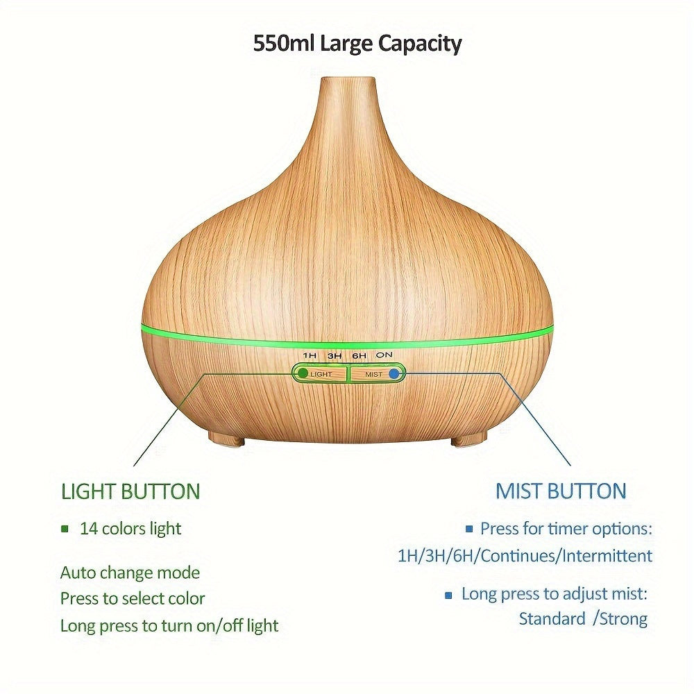 550ML Aromatherapy Oil Diffuser, Auto Shut-Off When Water Runs Out - Essential Oil Aromatherapy Diffuser With 6 Bottles Of 10ML Essential Oil Set --Sales On Temu And Shein Are Prohibited