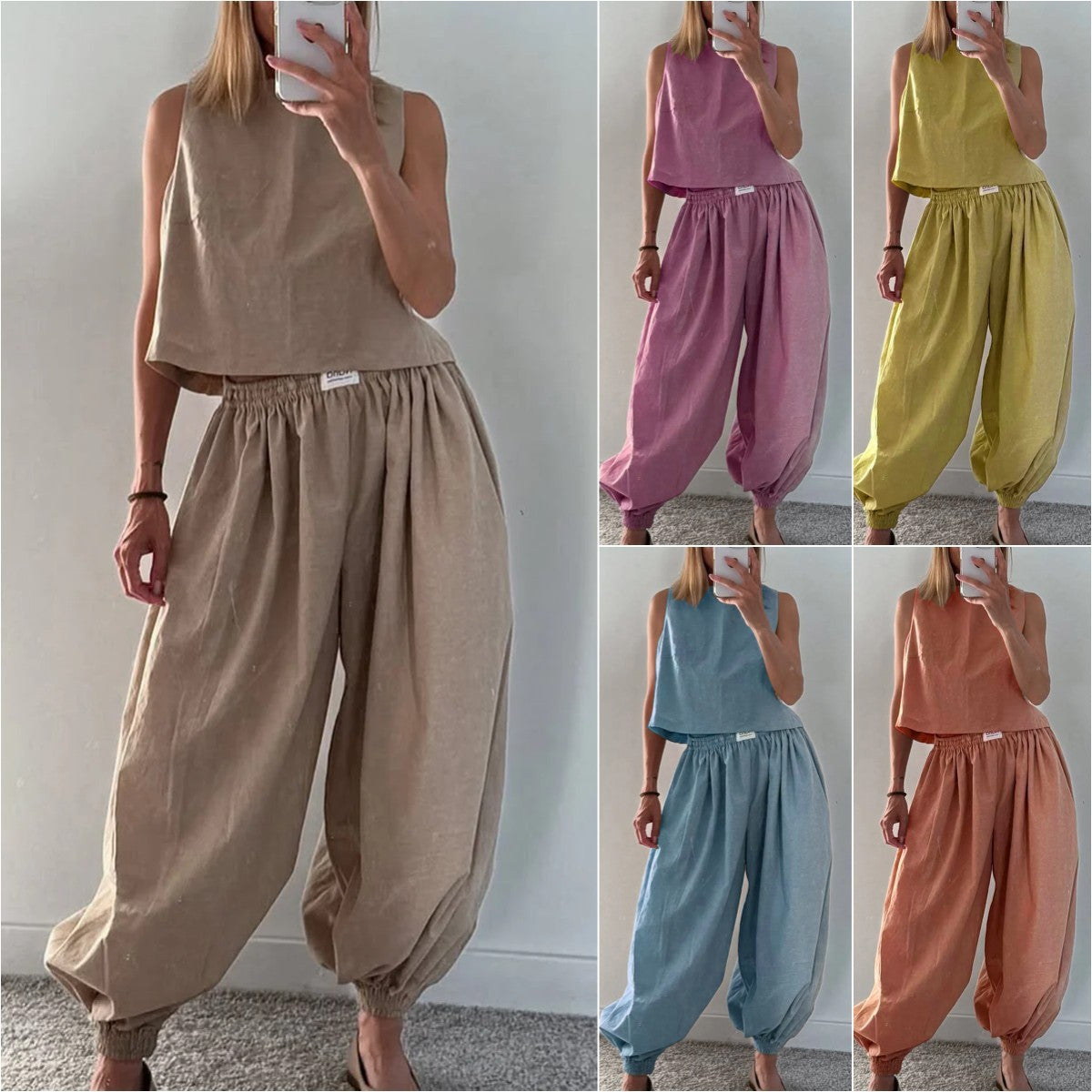 Sleeveless Top Loose Trousers Women's Suit