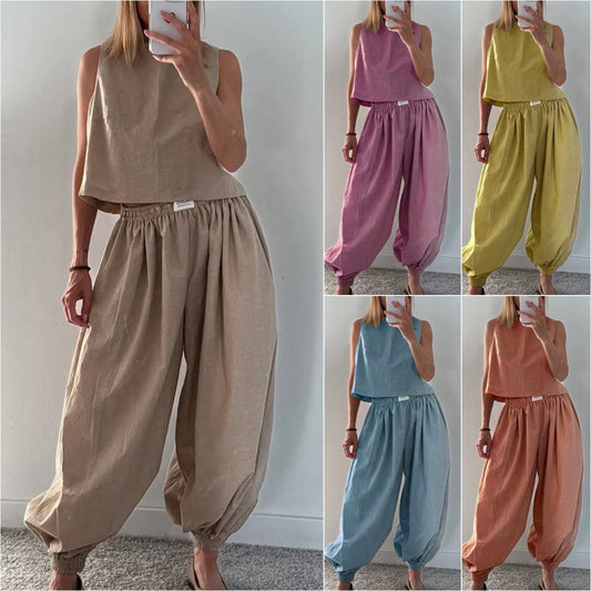 Sleeveless Top Loose Trousers Women's Suit