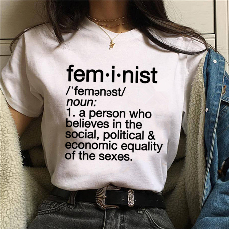 Women's Printed Feminism Print Ladies Short Sleeve T-shirt