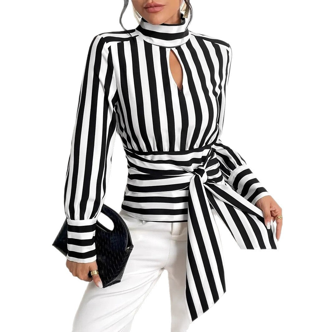 Vintage Scarf-Neck Long-Sleeve Elegant Shirt For Women