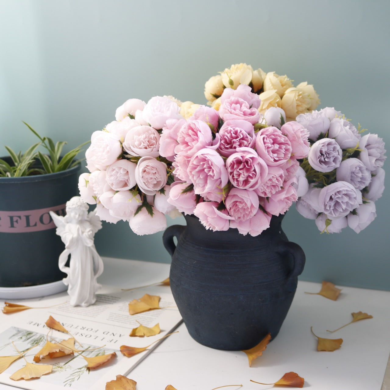 27 Head Tea Rose Bouquet Simulation Fake Flower Wedding Bouquet Home Decoration