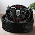 Mens Alloy-buckle Leather Belt With A Vintage Embossed Design