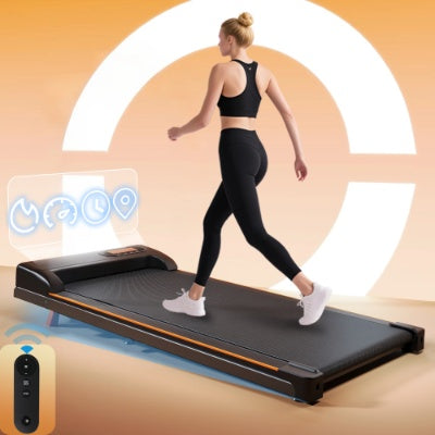 Folding Under Desk Walking Pad Treadmill With Adjustable Incline, 1-6 Km H Low Noise For Home  Office, LED Display, Magnetic Remote Control, Transport Wheels  Plug, Black.