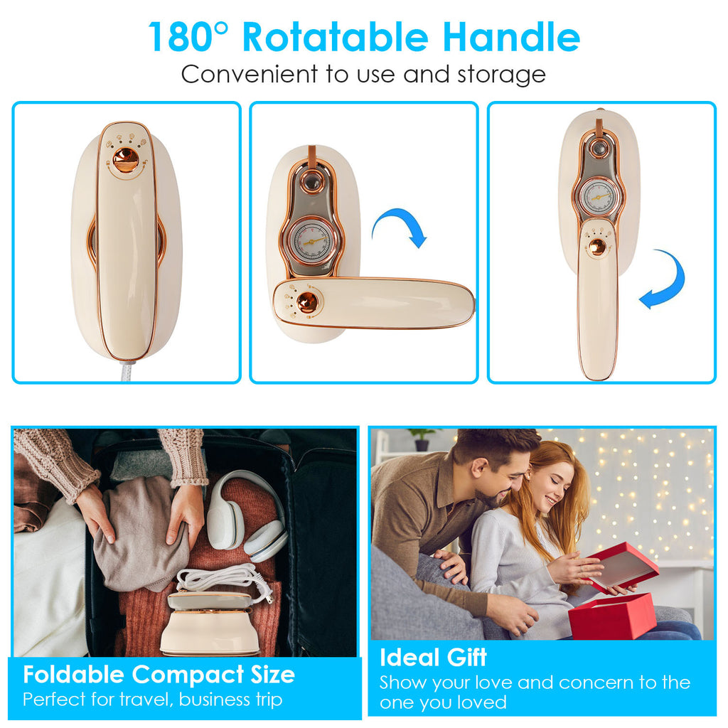 1Pc 1200W Foldable Handheld Clothes Iron Steamer With Wet Dry Ironing Mode Portable Garment Steamer Travel Clothing Wrinkles Remover With Temperature Display