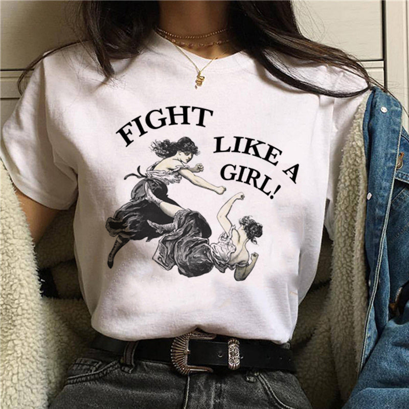 Women's Printed Feminism Print Ladies Short Sleeve T-shirt