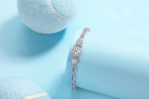 1-carat Luxury And Fashionable Light Luxury Trend Jewelry Silver Bracelet Set With Top-quality Moissanite, S925 Silver Electroplated Platinum