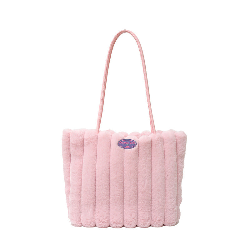Autumn And Winter Plush New Casual Shoulder Large Capacity Totes