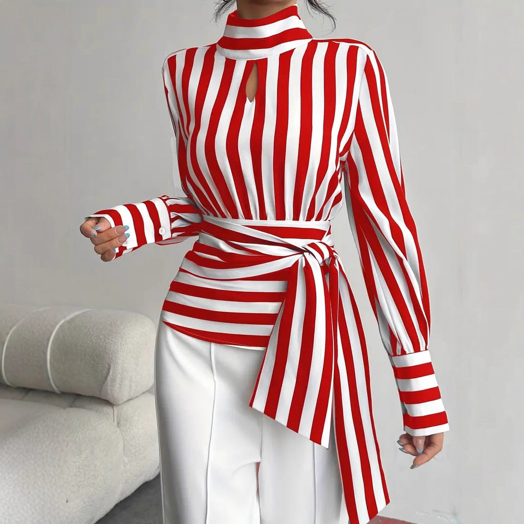 Vintage Scarf-Neck Long-Sleeve Elegant Shirt For Women