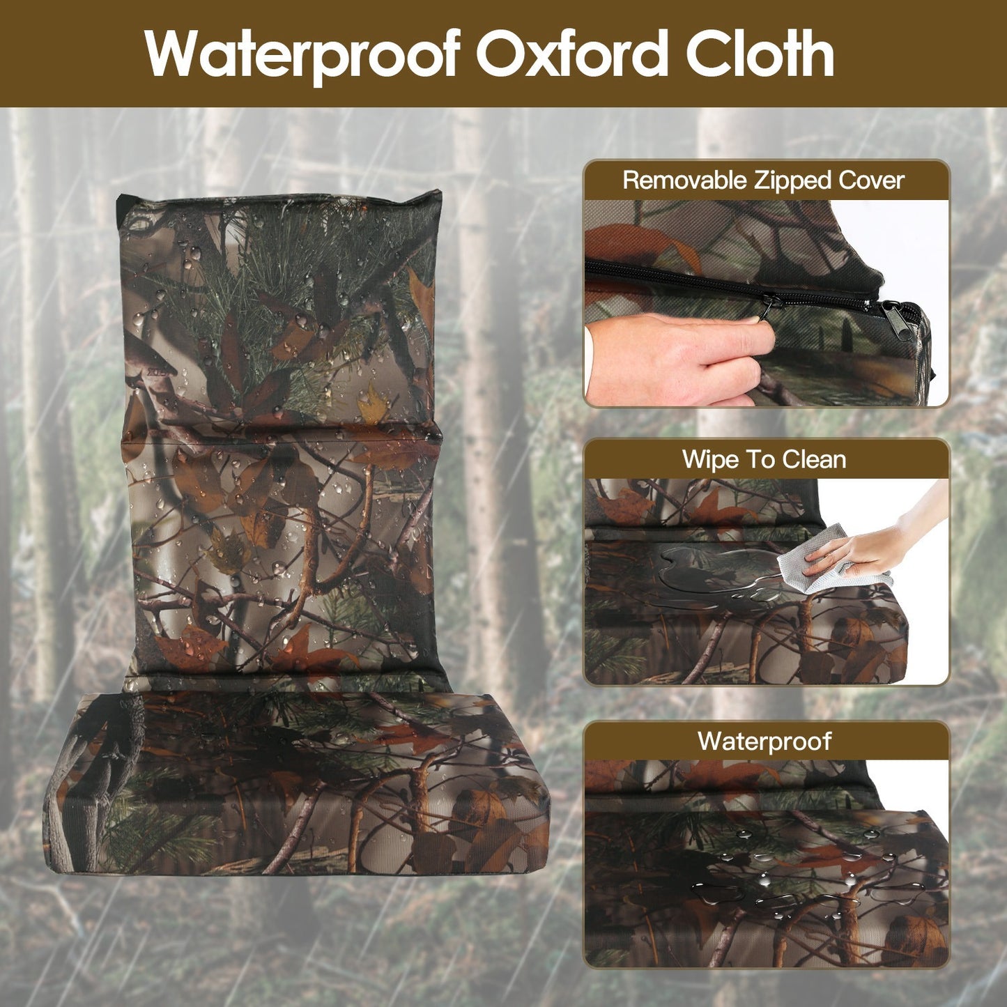 1Pc Foldable Tree Stand Seat Replacement Camouflage Waterproof Oxford Cloth Hunting Treestand Seat Cushion For Hunting Climber Deer Ladder