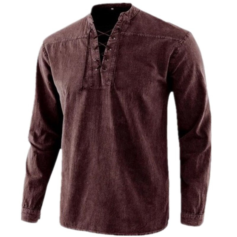 Stand Collar Retro Drawstring Casual Sports T-shirt