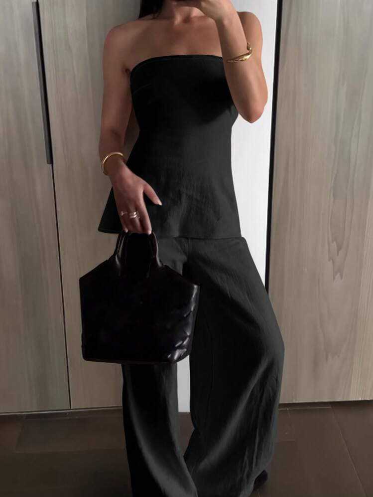 Ladies' Boob Tube Top Casual Pants Suit