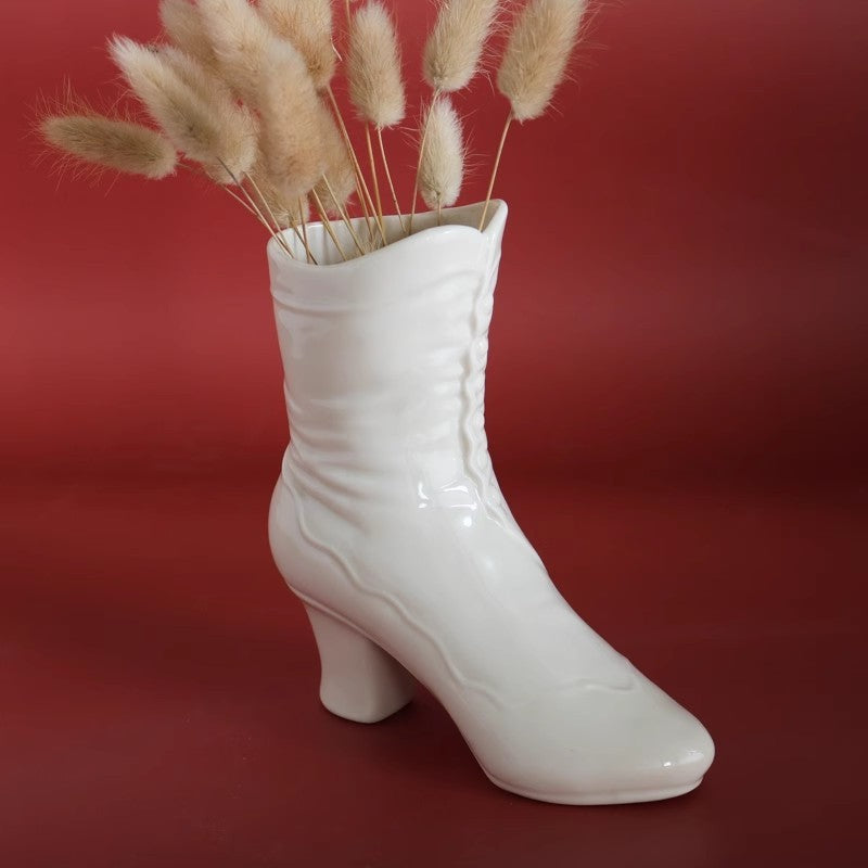 Creative High Heels Baby's Shoes Vessel Shapes Cream