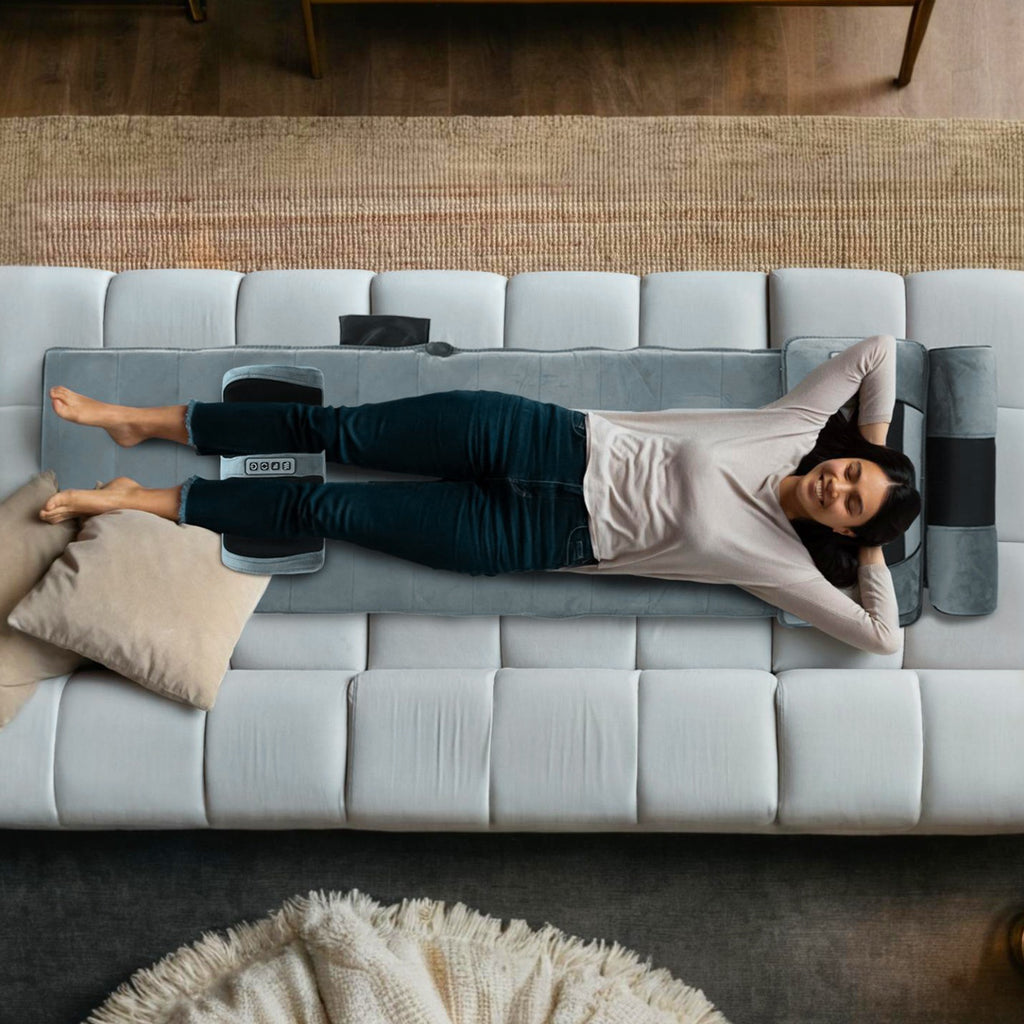 1Set Full Body Electric Massage Mat Heating Vibration Massage Pad Cushion Back Massage Mattress Chair Pad With Neck Foot Massage Head Pillow And Cloth Lumbar Pillow Timer Anti-Slip Bottom