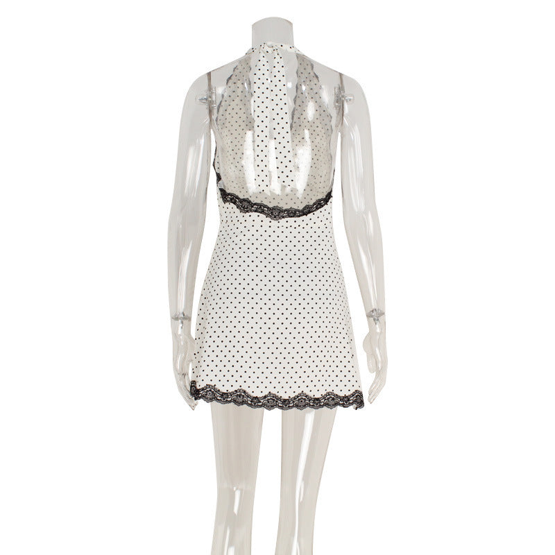 Fashion Sexy Pure Desire Style V-neck Lace Trim Slim Fit Dress