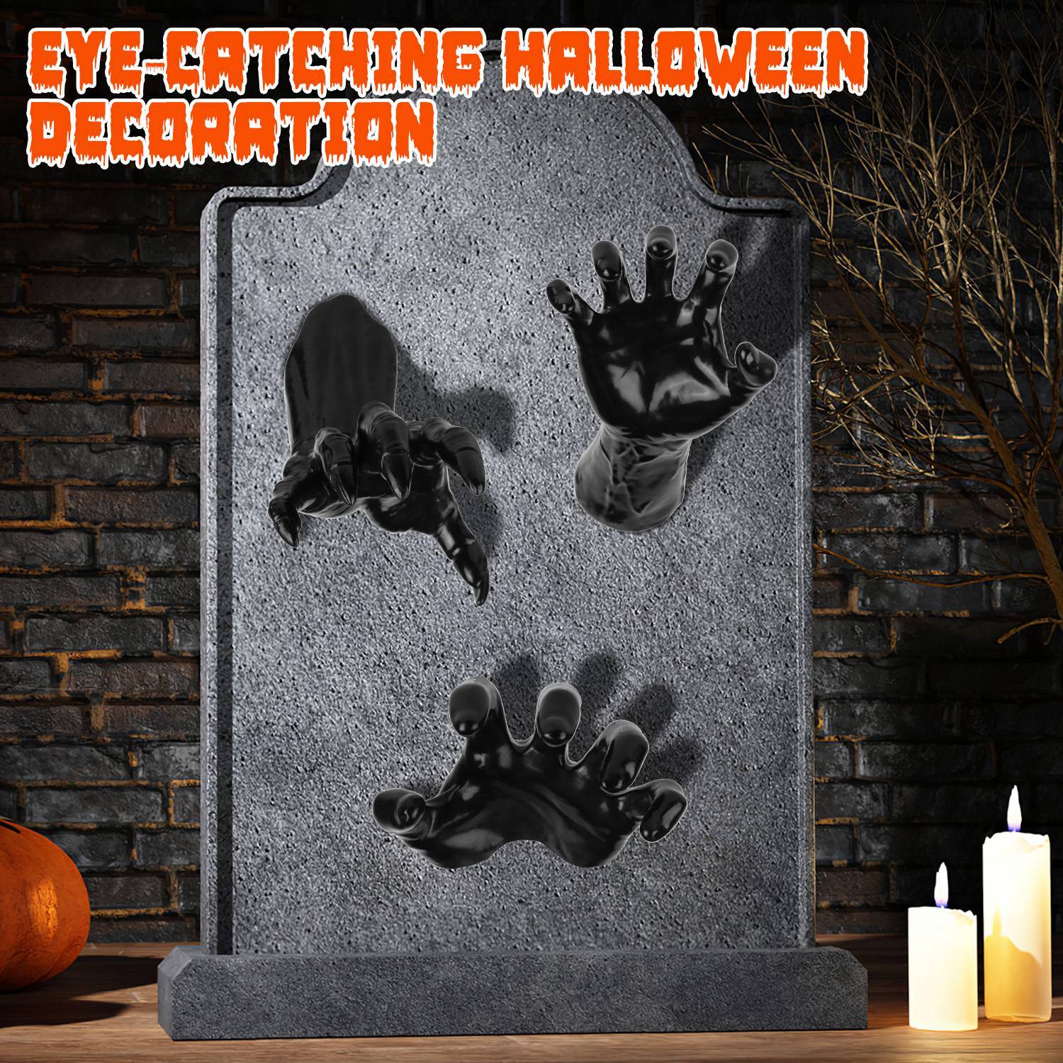 3Pcs Creepy Reaching Hands With Lighted Candles Wall Mounted Halloween Decoration Witch Devil Hand Aesthetic Goth Gothic Life Sized Horror Hands Hanging Sculpture
