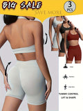 3-Pack Women's Yoga Outfit  Sports Bra High-Waist Shorts  Quick-Dry  Workout Combo