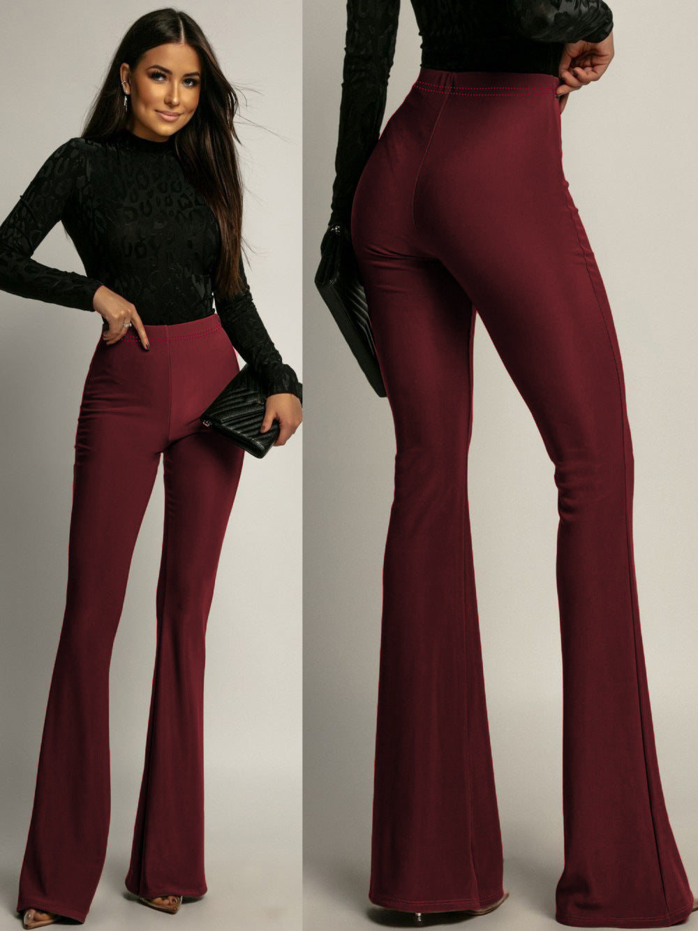 High Waist Solid Color Women's Pants Fashionable Casual Wide Leg Loose Women's Trousers