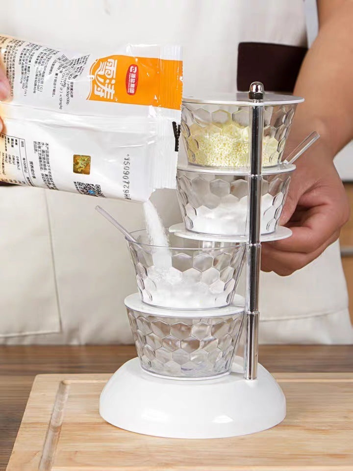 Rotatable Multi-layer Vertical Seasoning Box Jars Home Kitchen Tool Accessory Muti-layer Rotatable Space-saving