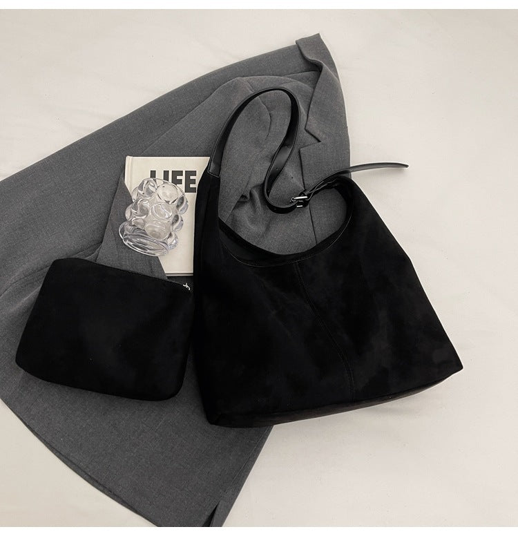 Autumn And Winter New Suede Bucket Bag Large Capacity Shoulder Underarm Tote Bag