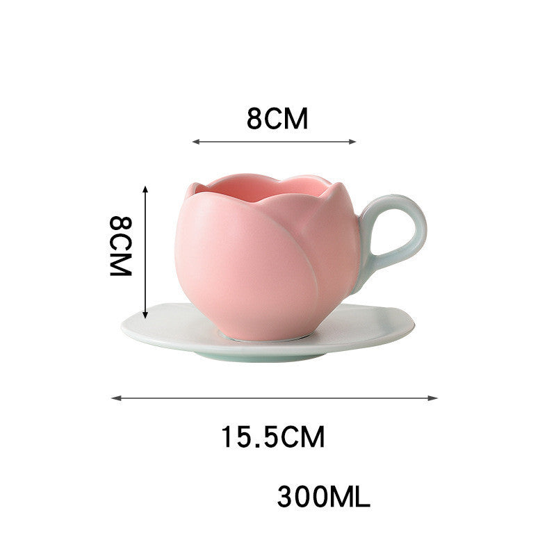 Ins Retro Tulip Coffee Cup And Saucer Set
