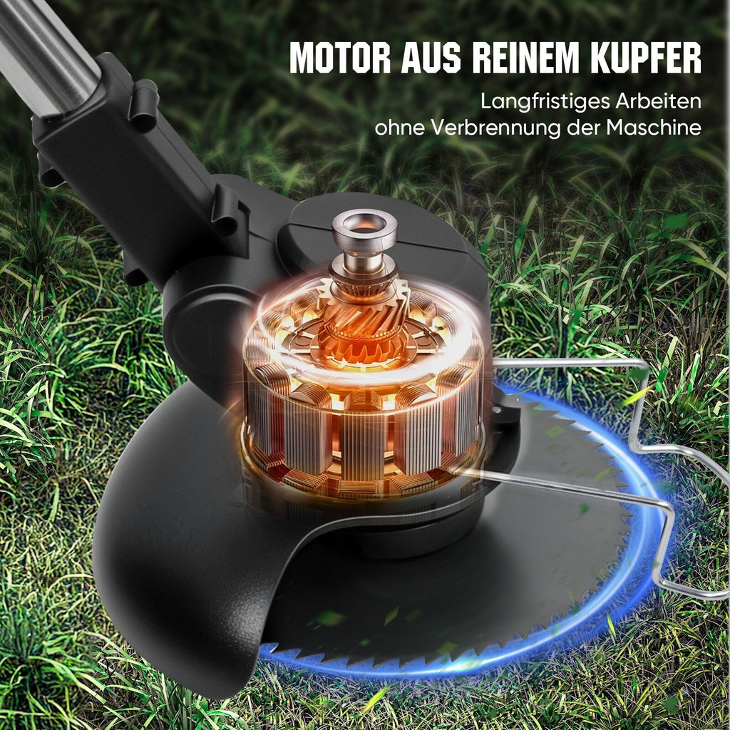 800W Cordless Grass Trimmer With 2 Batteries  Charger Electric Brush Cutter