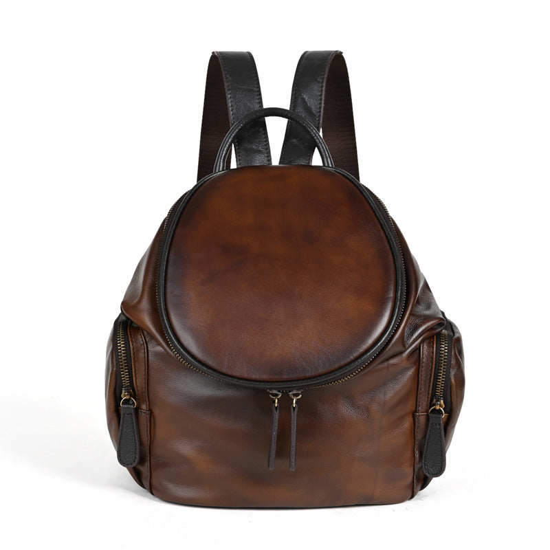 Soft Leather Backpack Bag Retro Leisure Forest Style Women's Bag European And American Bags