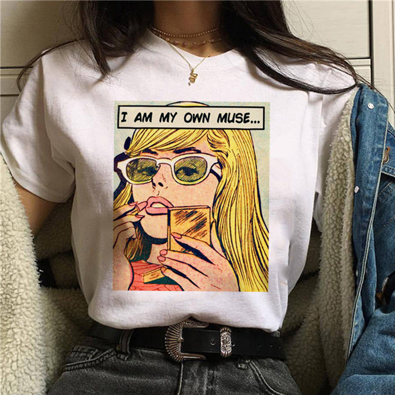 Women's Printed Feminism Print Ladies Short Sleeve T-shirt