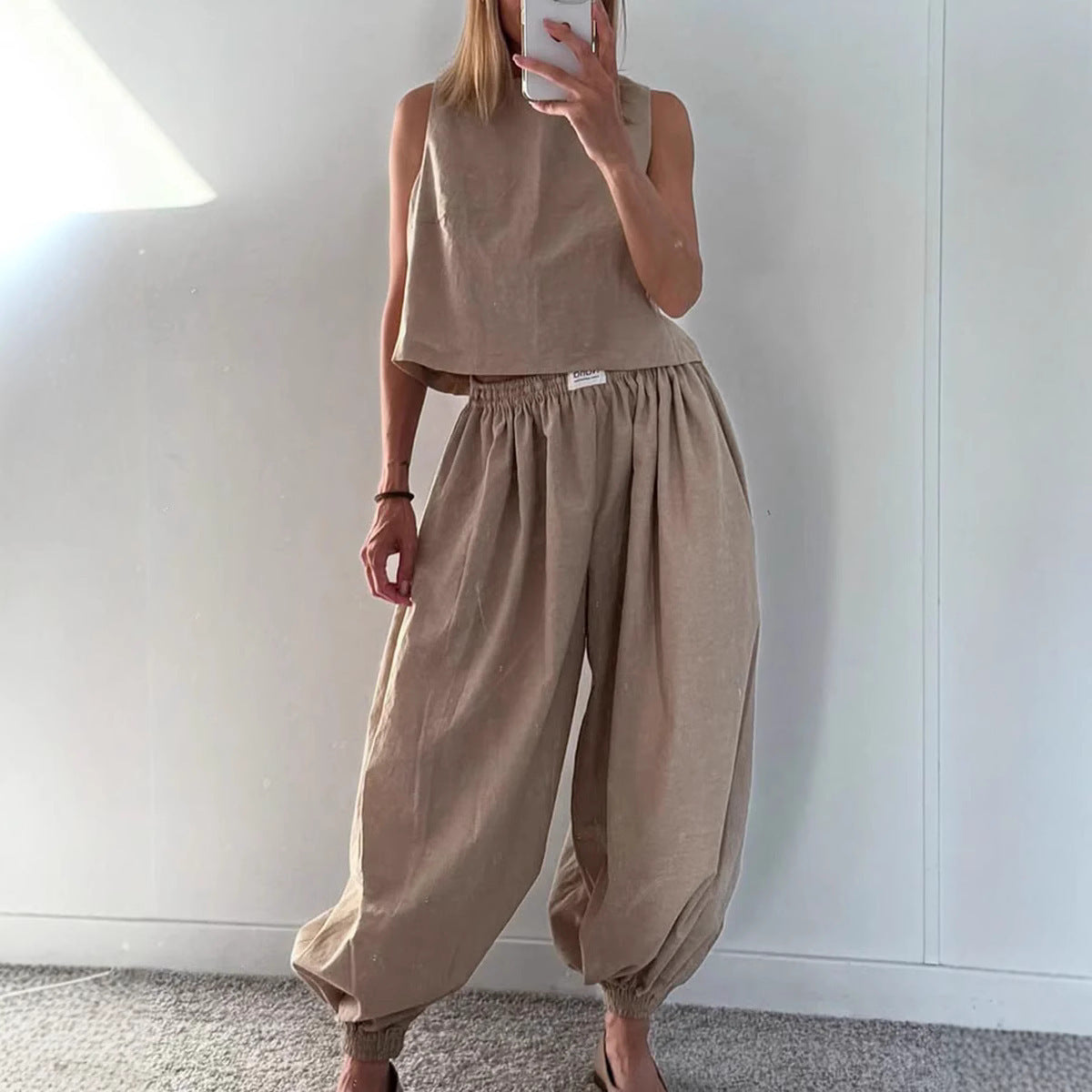 Sleeveless Top Loose Trousers Women's Suit