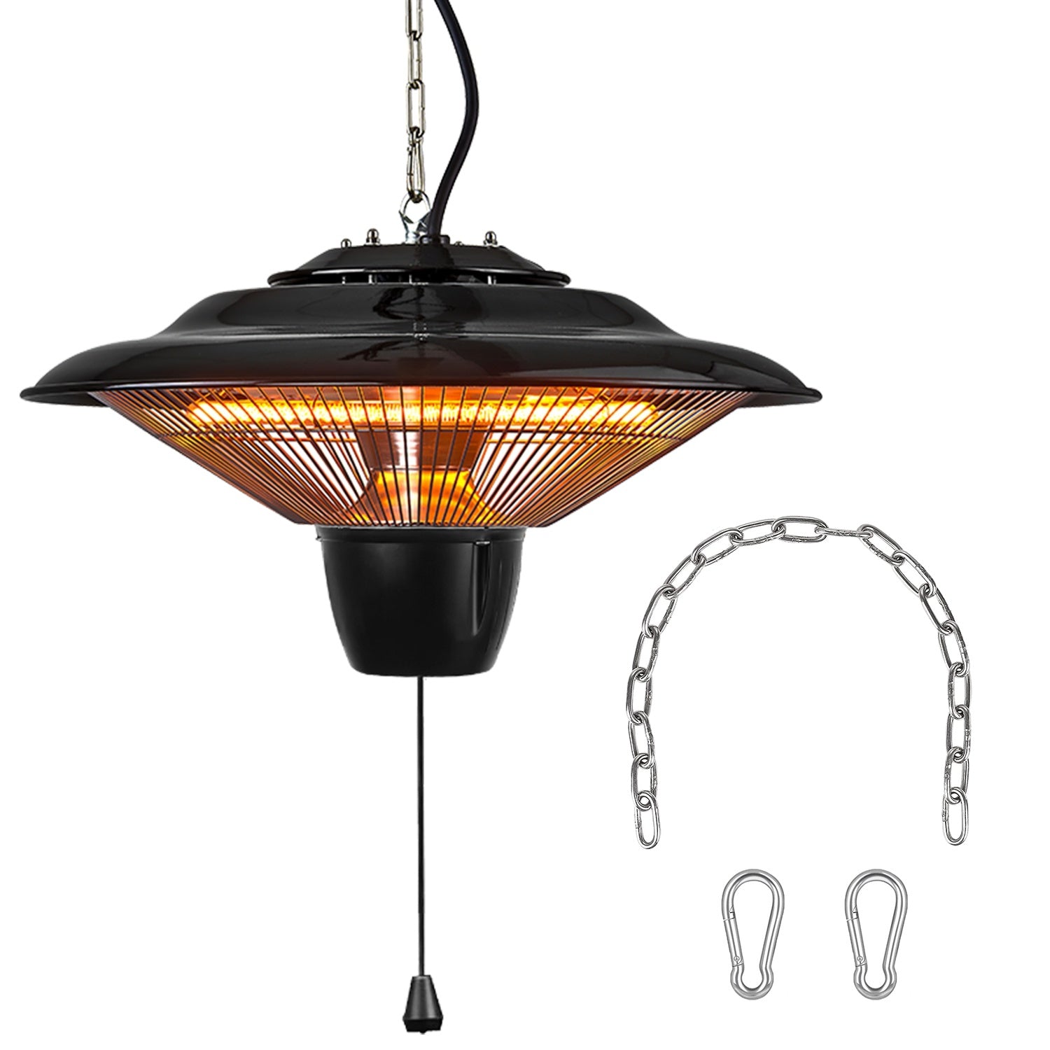 1Pc 1500W Outdoor Hanging Patio Heater Ultra-Quiet Electric Heating Lamp IP23 Waterproof 2 Heating Levels Overheating Protection Ceiling Mounted Outdoor Heater