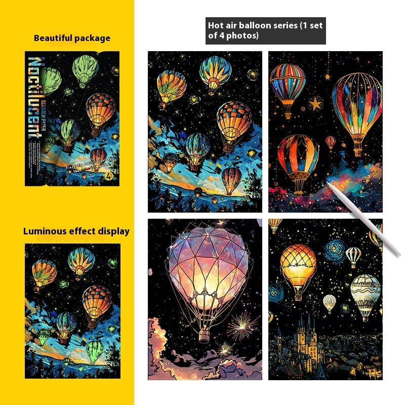 A4 Luminous Scraping Painting Colorful Scratch Paper Picture Book