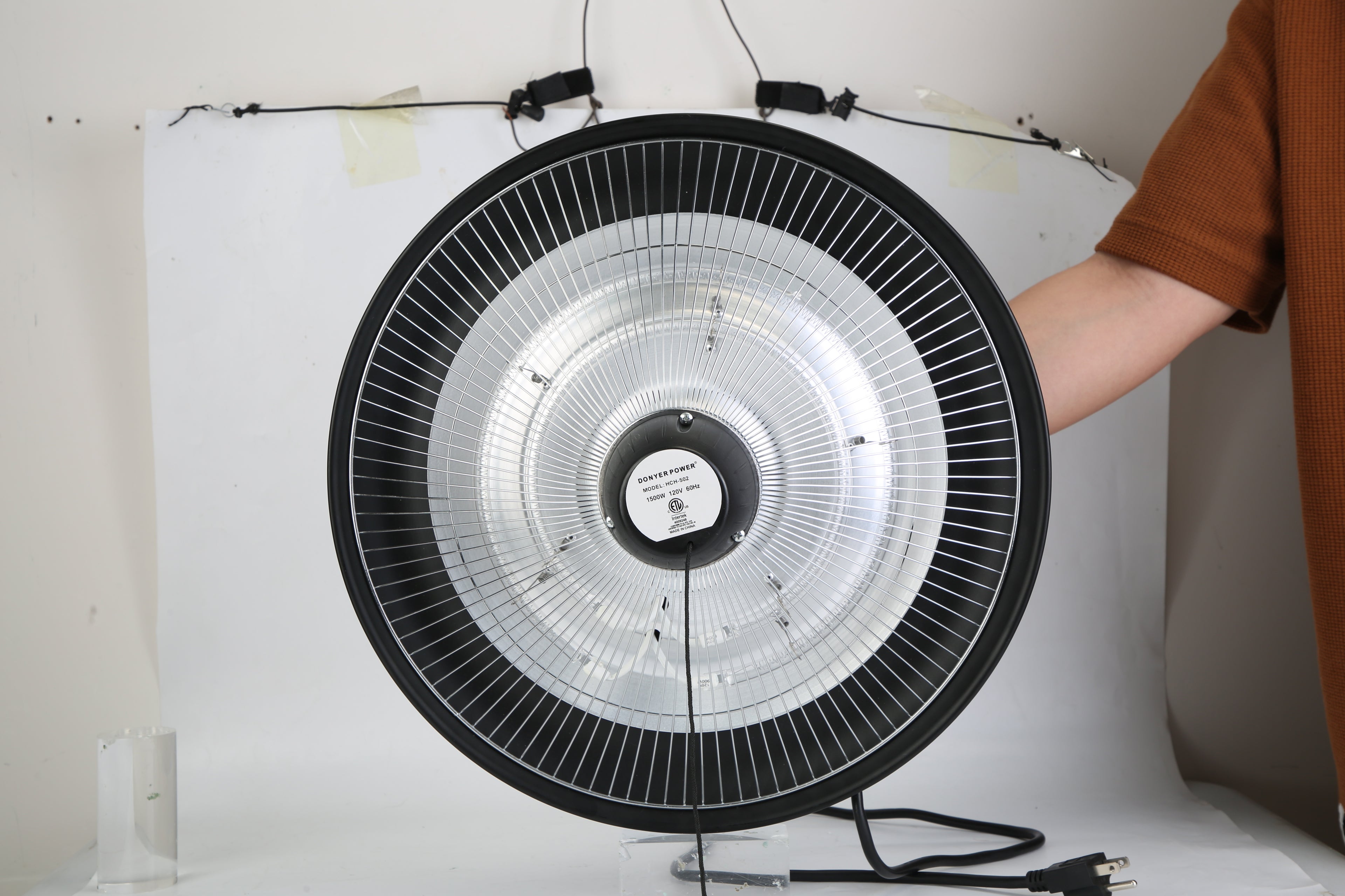 1Pc 1500W Outdoor Hanging Patio Heater Ultra-Quiet Electric Heating Lamp IP23 Waterproof 2 Heating Levels Overheating Protection Ceiling Mounted Outdoor Heater