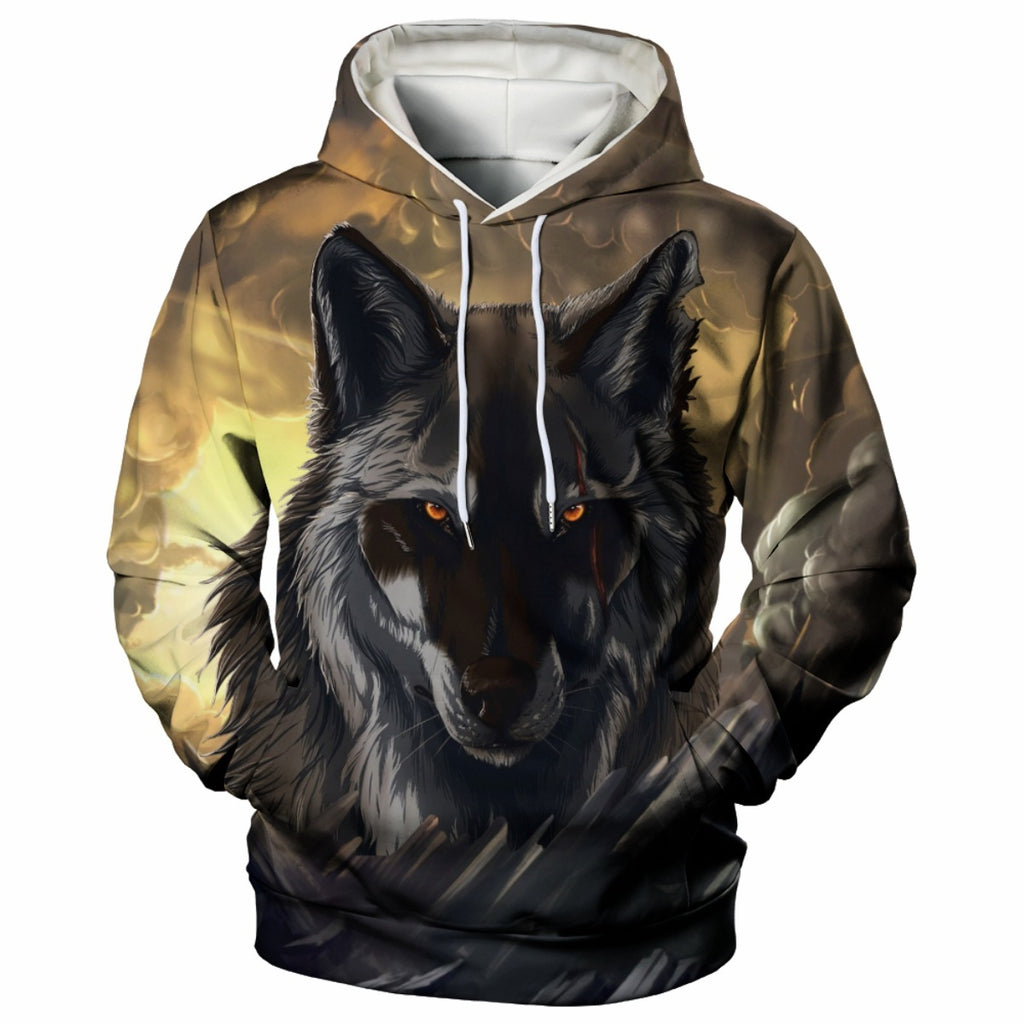 3D Digital Printing Wolf Men's Casual Loose Sweater