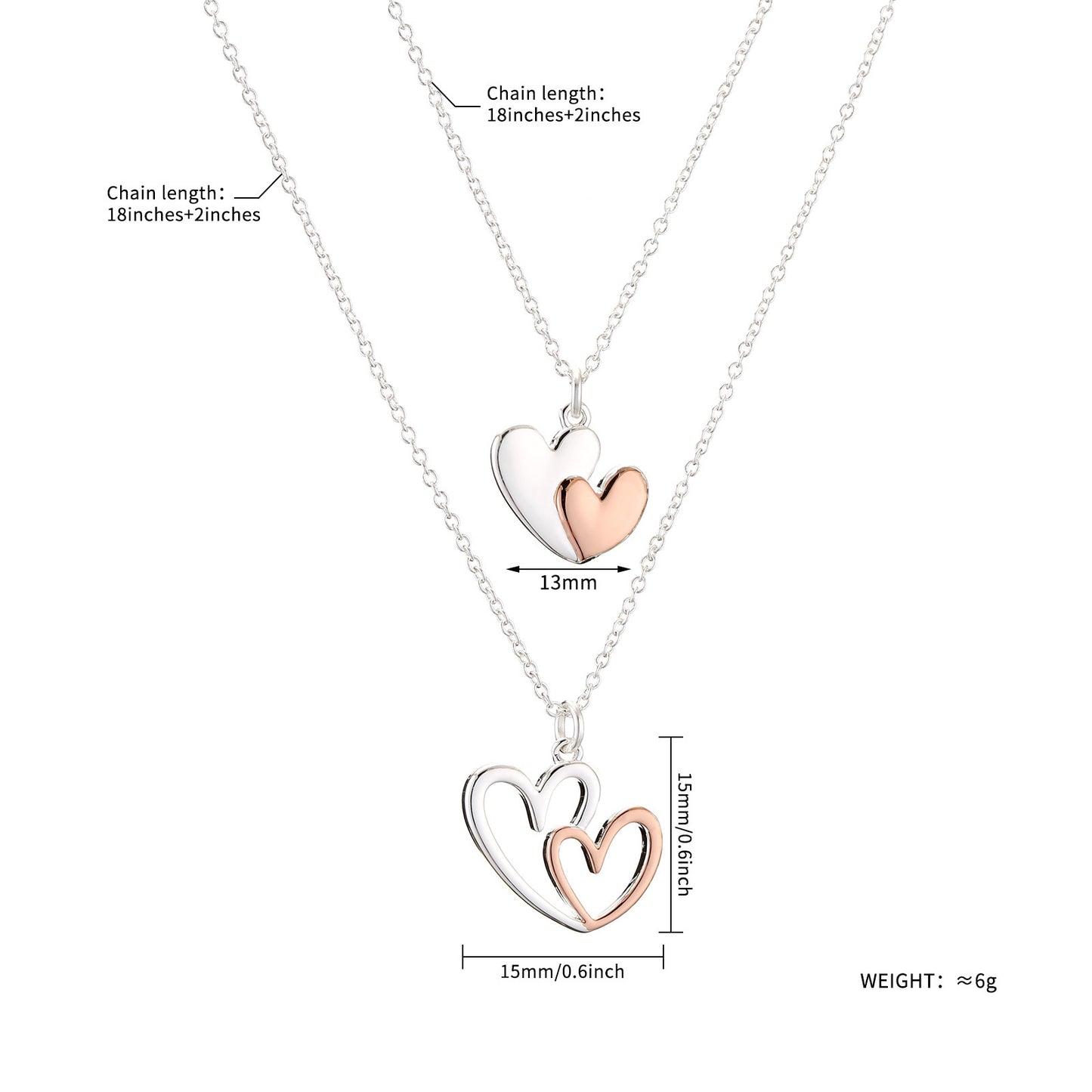 Mother Daughter Friendship Set Love Pendant Two Tone Necklace