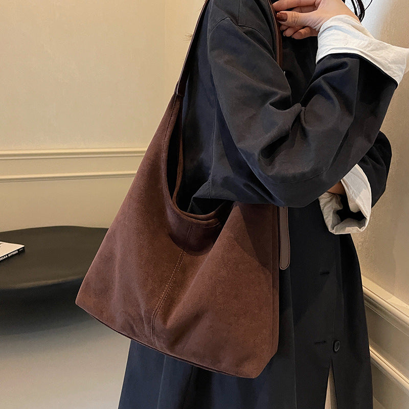 Autumn And Winter New Suede Bucket Bag Large Capacity Shoulder Underarm Tote Bag