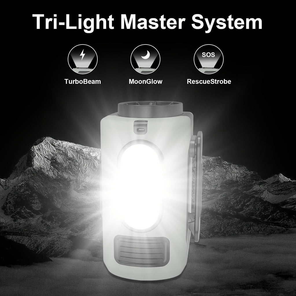 10000mAh Portable Waist Fan, Clip On Wearable Belt Personal Fan, Rechargeable Battery Powered, With 5 Speed Levels And A Flashlight, Suitable For Outdoor Camping And Traveling Gray