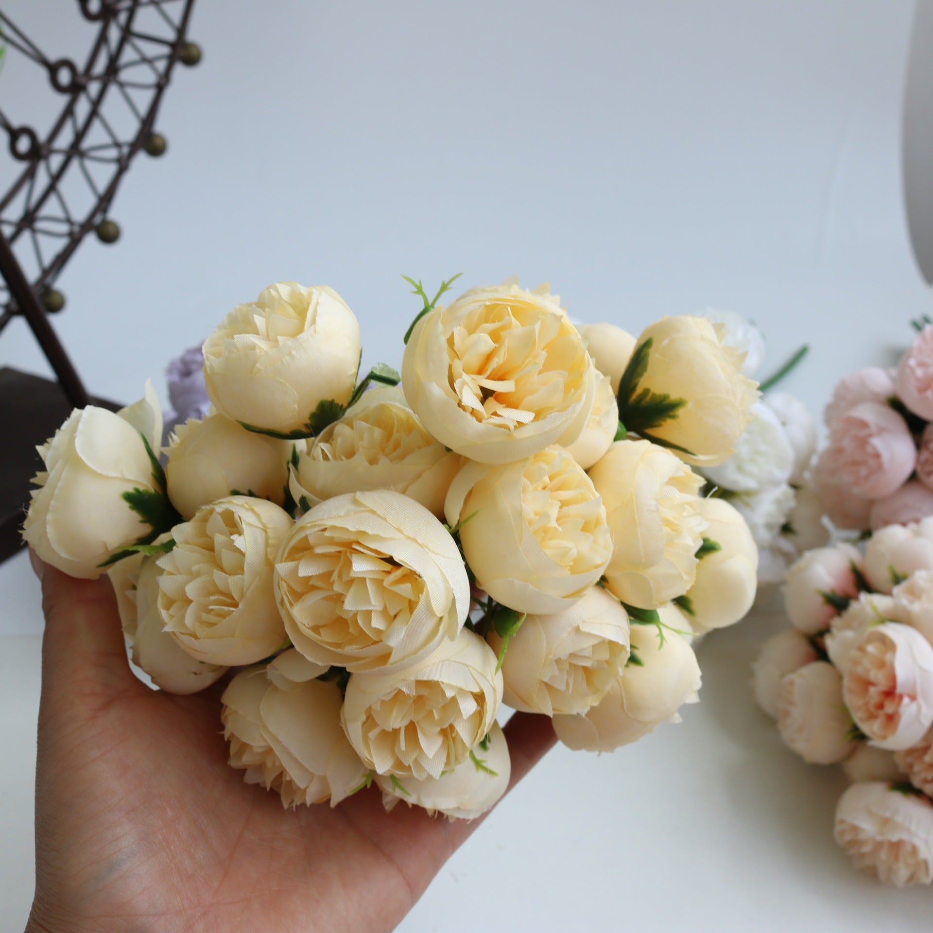 27 Head Tea Rose Bouquet Simulation Fake Flower Wedding Bouquet Home Decoration