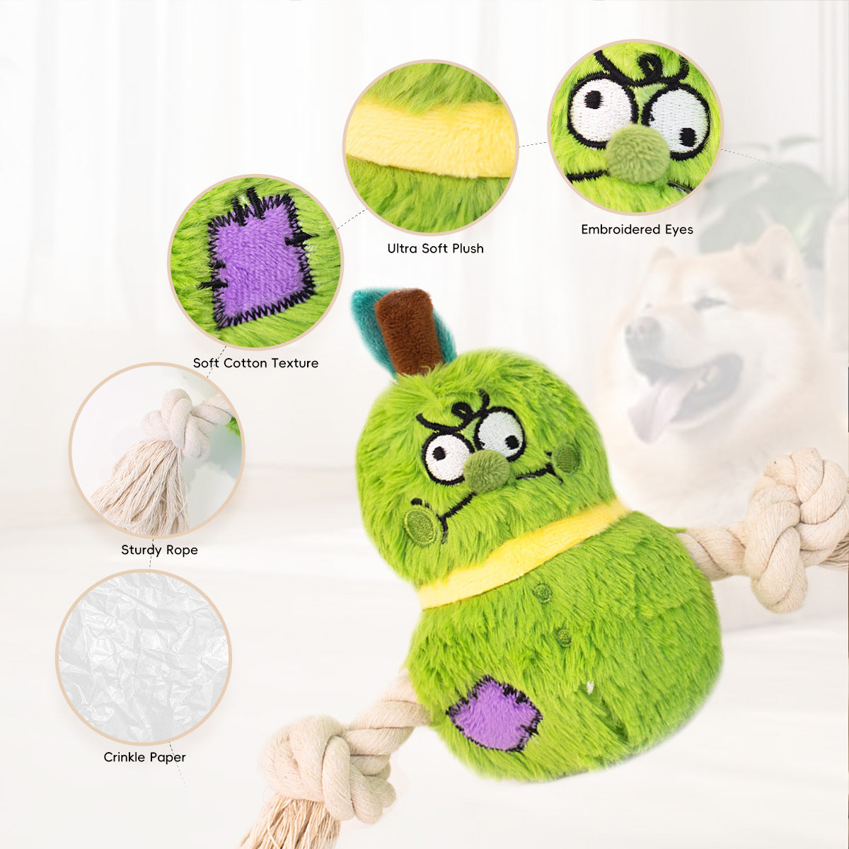 Interactive Dog Toy Plush Rope Knot Tug Of War Game Bb Bite Resistant Molar Tooth Toy