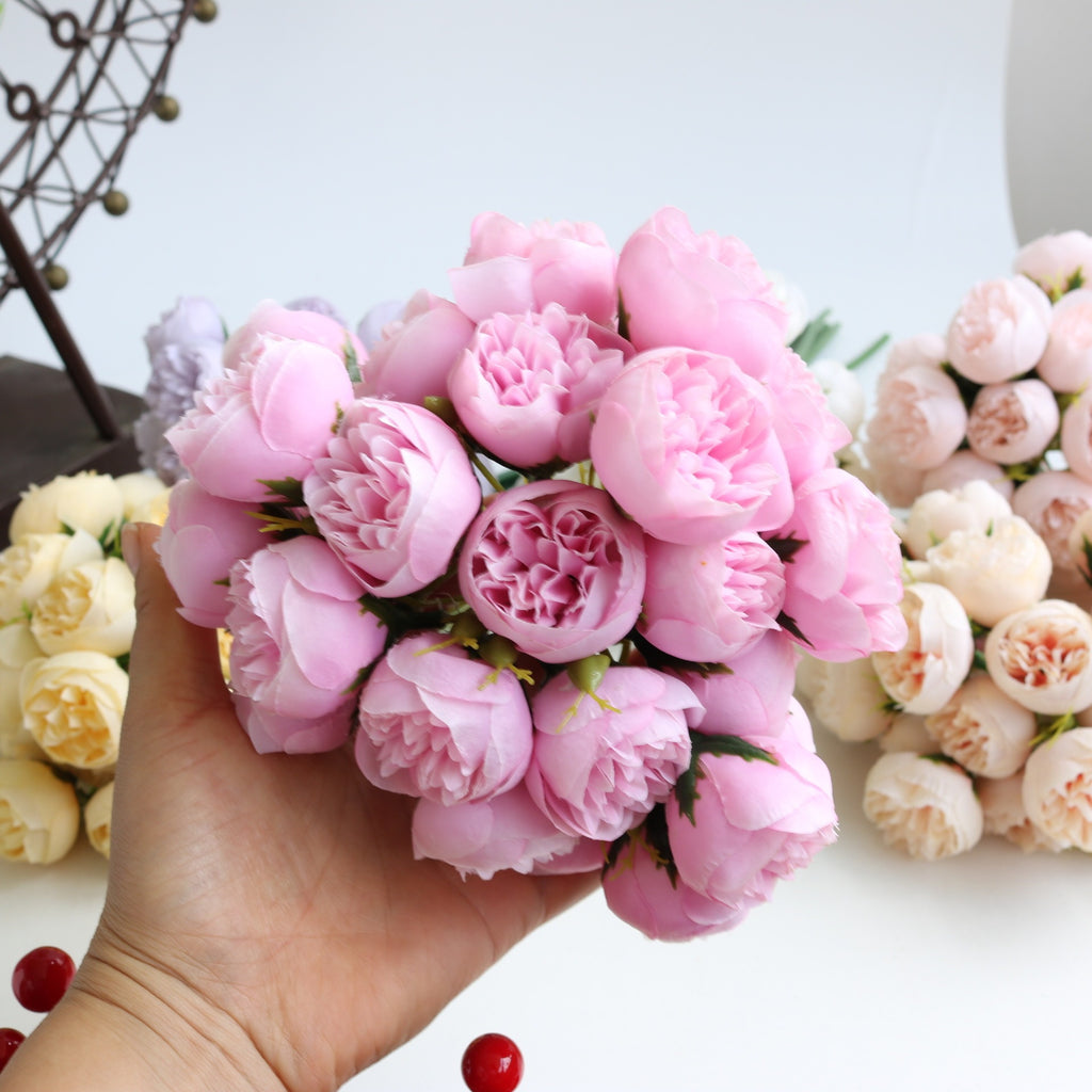 27 Head Tea Rose Bouquet Simulation Fake Flower Wedding Bouquet Home Decoration