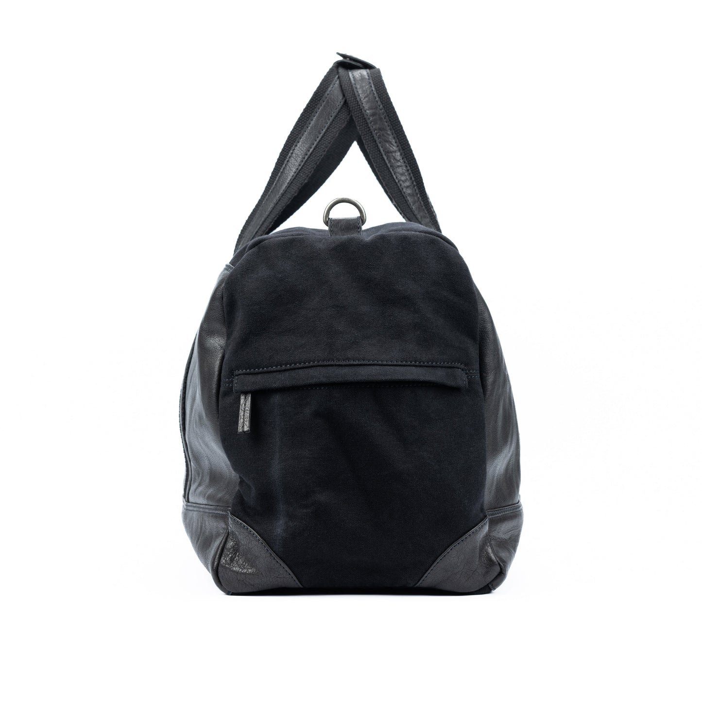 K0024AB | Canvas/Genuine Leather Travel Duffel Bag, Full Grain, Milled - Black. Antique Nickel Hardware, Zip Closure. Dimensions: 48 x 31 x 22 cm - Packaging: Non-woven Bag