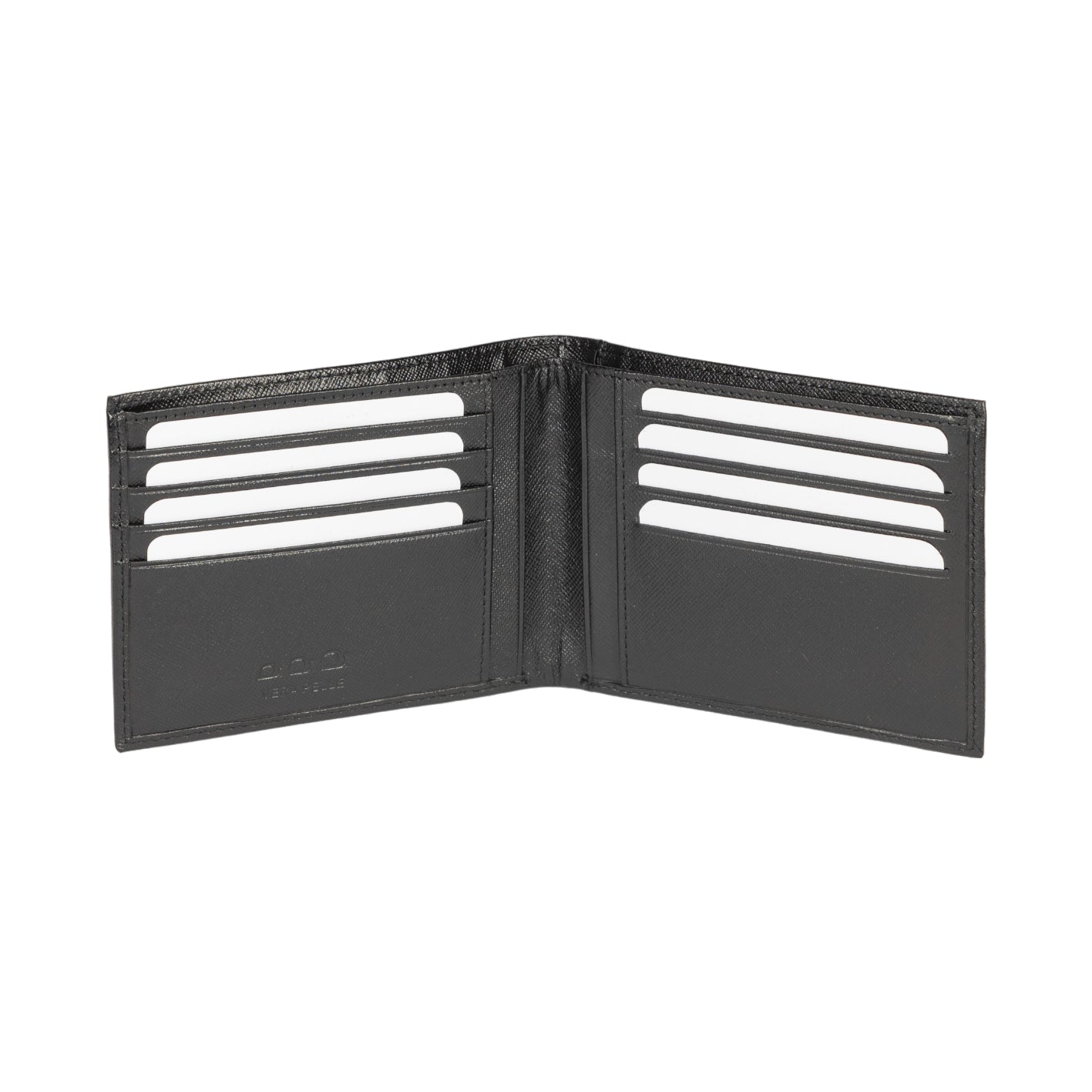 K10812AB | Men's Wallet in Genuine Saffiano Leather. Black. 8 credit card slots. Closed dimensions: 12.5 x 9.5 x 1 cm. Packaging: Rigid Gift Box with bottom/lid