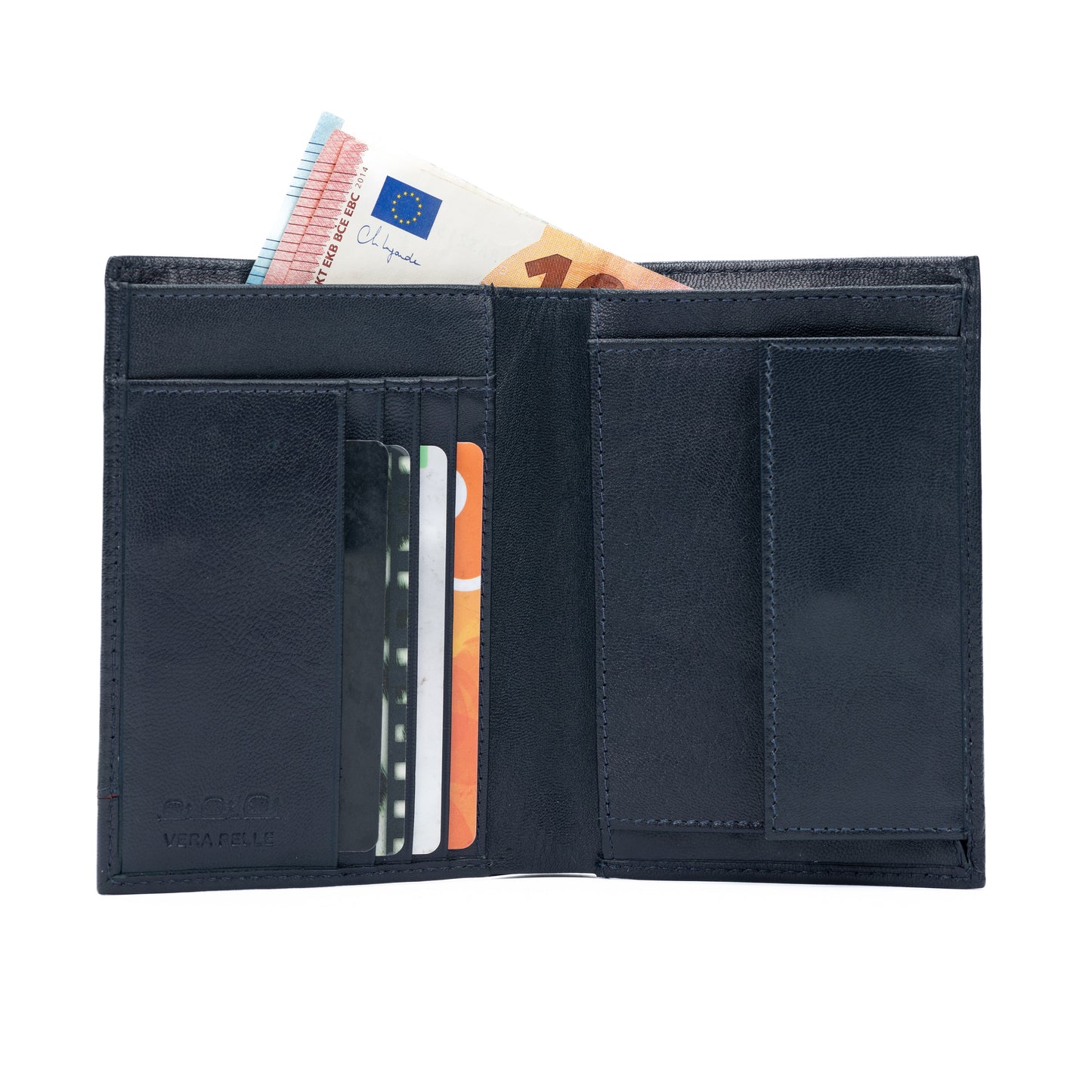 K11027DB | Men's Genuine Leather Wallet with Pocket, Blue